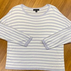 Ann Taylor Lavender and White Striped Long Sleeve Knit Sweater size Medium